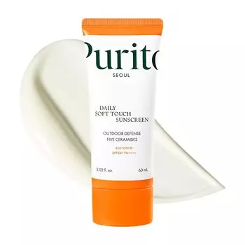 PURITO Seoul Daily Soft Touch Sunscreen 60ml Sunscreen Ceramide No White Cast Water Resistant UVA UVB Protection Korean Cosmetics Purito Seoul