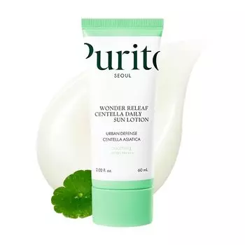 PURITO Seoul Wonder Relief Centella Daily Sun Lotion 60ml Centella Sunscreen Makeup Base Sensitive Skin Soothing Korean Cosmetics Official SPF50+
