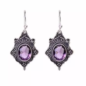 Purple Amethyst 925 Sterling Silver Earring V836, Purple Earring, Oval Earring, Valentin s Day Gift, Gift For Her, Birthday Gift, Handmade Jewelry, Si