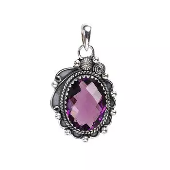 Purple Amethyst 925 Sterling Silver Pendant V7787, Purple Pendant, Oval Pendant, Valentin s Day Gift, Gift For Her, Birthday Gift, Handmade Jewelry, S