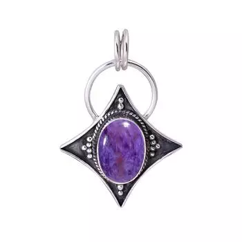 Purple Charoite - Siberia 925 Sterling Silver Pendant V3411, Purple Pendant, Oval Pendant, Valentin s Day Gift, Gift For Her, Birthday Gift, Handmade