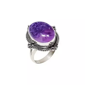 Purple Charoite - Siberia 925 Sterling Silver Ring V4572, Purple Ring, Oval Ring, Valentin s Day Gift, Gift For Her, Birthday Gift, Handmade Jewelry,