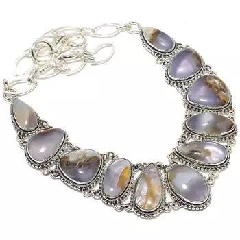 Ожерелье из серебра 925 пробы с фиолетовым флюоритом, ручная работа, этническое, 18 дюймов JCN360-56