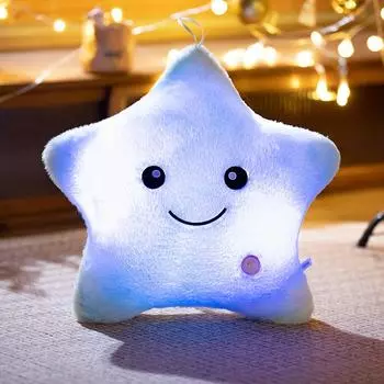Purple glowing dark night stars plush toys, charming soft star-shaped stuffed animals, woven polyester, magical night lights синий