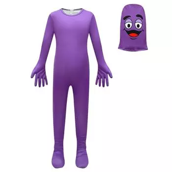 Purple Kids Mcdonald Grimace Jumpsuit Cosplay Costume Halloween Party Props Gift 120cm/47.24in