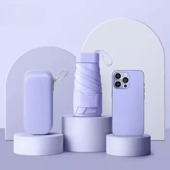 Purple Mini Umbrella Capsule Sunny and Rainy Dualuse Rainproof Sun Protection Outdoor Traveling Portable Parasol Umbrella