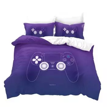 Purple New 3d Game Gamepad Printed Duvet Cover Set with Pillowcase Boys/Girls Bedclothes Twin Full Queen King Bedroom Decoration 135x200cm