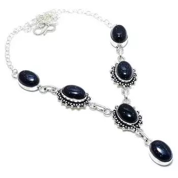 Purple Sunstone Gemstone 925 Sterling Silver Jewelry Necklace 18 s9Q20 фиолетовый