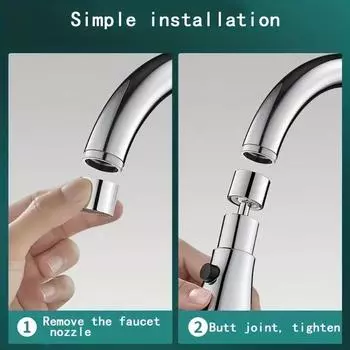 Purpose Faucet Extension with Splash Proof and Pressurized Sprinkler Three-Speed Rotatable Bubbler серебряный