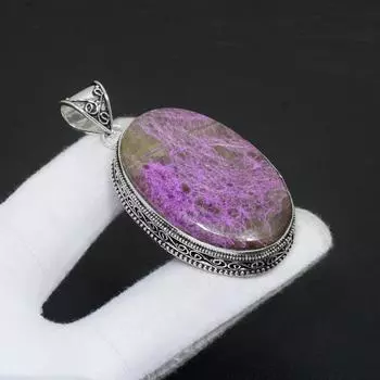 Пурпурит Драгоценный Камень Ручной Работы Стерлингового Серебра 925 Ювелирный Подвеска Натуральный Пурпурит Овальный Драгоценный Камень Антикварный Подвеска Изысканные Ювелирные Изделия Для Подарков 1.96 фиолетовый