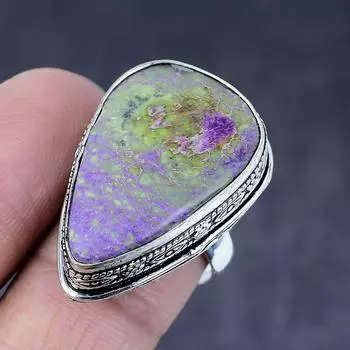 Purpurite Gemstone Handmade 925 Steling Silver Gift Jewelry Ring Size 8 M5a54