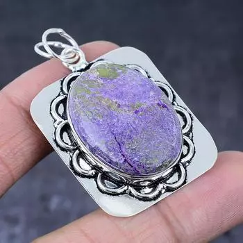 Purpurite Gemstone Handmade 925 Sterling Silver Gift Jewelry Pendant 2.05 g3b77