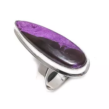 Purpurite Gemstone Handmade 925 Sterling Silver Jewelry Ring Size 8 F6H34
