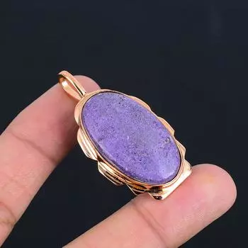Пурпурит драгоценный камень ручной работы медный изумительный ювелирный кулон для нее 2.05 Inches фиолетовый