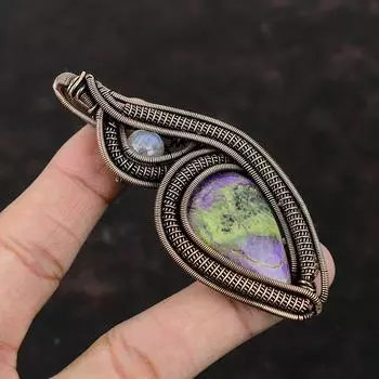 Purpurite Pendant Copper Wire Wrapped Jewelry Handmade Pendant Rainbow Moonstone Pendant Copper Wire Wrapped Gemstone Pendant Gift For Wife
