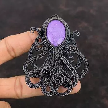 Purpurite Pendant Copper Wire Wrapped Pendant Handmade Pendant Wonderful Gemstone Pendant Purpurite Copper Jewelry Octopus Pendant For Gifts