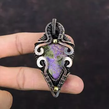 Purpurite Pendant Copper Wire Wrapped Pendant Handmade Jewelry Natural Gemstone Pendant Unique Style Pendant Anniversary Gift Copper Jewelry