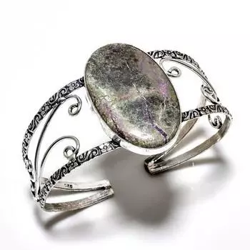 Пурпуритовый драгоценный камень 925 посеребренный ювелирный браслет ручной работы-манжета