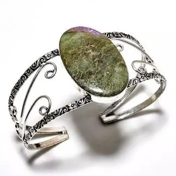 Пурпуритовый драгоценный камень 925 посеребренный ювелирный браслет ручной работы-манжета