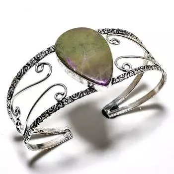 Пурпуритовый драгоценный камень 925 посеребренный ювелирный браслет ручной работы-манжета