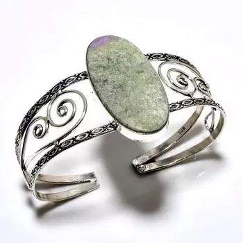 Пурпуритовый драгоценный камень 925 посеребренный ювелирный браслет ручной работы-манжета