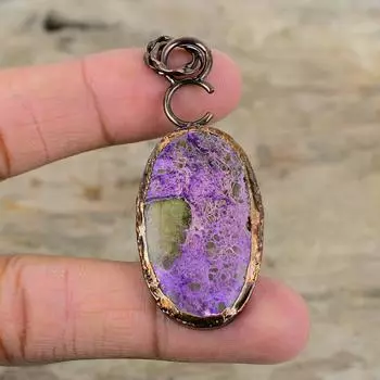 Пурпуритовый кулон, гальванопластический медный кулон, ручная работа, гальванопластические украшения, натуральный драгоценный камень, кулон в подарок для женщин, медные украшения