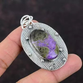 Пурпуритовый кулон Ювелирные изделия ручной работы Подвеска из стерлингового серебра 925 пробы Антикварные ювелирные изделия из драгоценных камней Ювелирные изделия с камнями Подарок для друга Заявление Подвеска