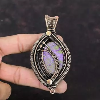 Пурпуритовый кулон, медная проволока, обернутая кулоном, драгоценный камень ручной работы, совершенно новый кулон, медное ювелирное изделие, подарок на годовщину для женщин