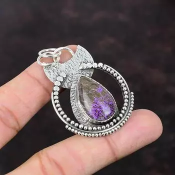 Пурпуритовый кулон Стильные ювелирные изделия ручной работы Кулон из стерлингового серебра 925 пробы Изысканные ювелирные изделия из драгоценных камней Подвеска последнего дизайна Этнические украшения для подарка