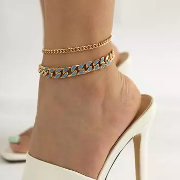 Purui новый модный массивный металлический браслет на щиколотку для женщин и мужчин, капающий масляный золотой цвет, кубинский браслет на ногу в стиле панк, хип-хоп, рок, ювелирные изделия 22CM