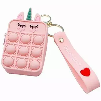 Push Pop Pop Bubble Squeeze Toy Stress Relief Goods Decompression Toy Fidget Toy Popular Board Game Gift for Kids and Adults (Unicorn Pink)