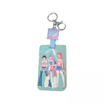 Push-pull Sliding Card Holder Acrylic Decorative Keychain Automatic Retractable Rope One Size