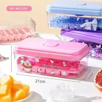 Push-Release Ice Cube Tray With Cartoon-Design, Includes Ice Scoop & Stackable Storage Bin With Lid, Easy To Fill & Release