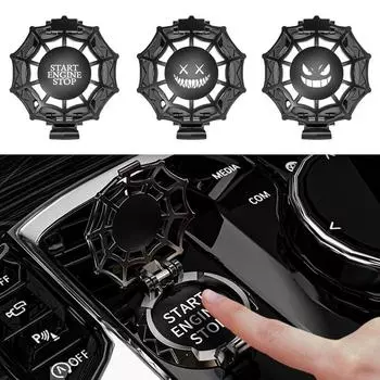 Push Start Button Cover Spider Web Alloy Car Adhesive Push To Start Button Covers Car Ignition Button Protector Cool