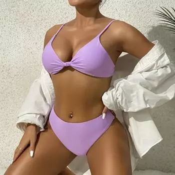 Push Up Бикини Женщины Купальник Твердый Высокая Талия Бикини Набор Купальники Купальный Костюм Пляжная Одежда S