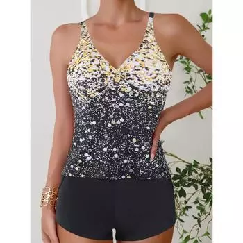 Push Up бикини женский купальник цветочный принт боди с высокой талией бикини комплект купальник купальный костюм пляжная одежда больших размеров XS чёрный