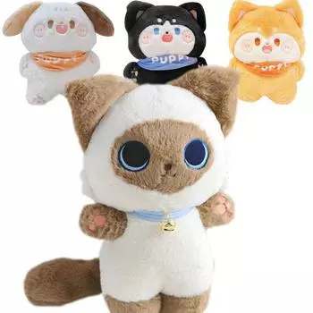 Пушистая кавайная сиамская кошка, плюшевая игрушка, мягкие игрушки, хаски, сиба-ину, собака с детским нагрудником, щенок, подушка, подушка для детей about 33-35cm