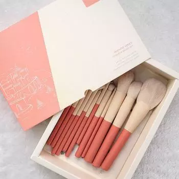 Пушистая кисть для рассыпчатой пудры, мягкая щетина, кисть для теней для век, профессиональный набор кистей для макияжа, инструменты для макияжа 12 Pcs