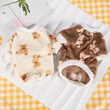 Пушистая пижама для собак, зимняя одежда для щенков, теплое пальто, флисовый комбинезон для домашних животных, мягкий комбинезон для кошек и собак маленьких пород S белый