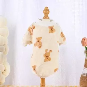 Пушистая пижама для собак, зимняя одежда для щенков, теплое пальто, флисовый комбинезон для домашних животных, комбинезон M коричневый