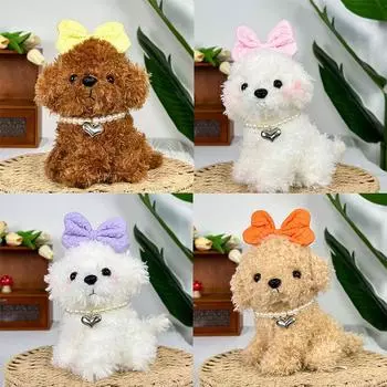 Пушистая плюшевая кукла-щенок, плюшевая игрушка, милая кукла-бантик, детская тряпичная кукла-подушка color random hair