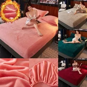 Пушистая плюшевая простыня, супермягкий фланелевой наматрасник для детей, красочный чехол для кровати Adulit, дышащий глубокий карман для домашнего декора 25 см Bed sheet (90x200x25cm) вино красного