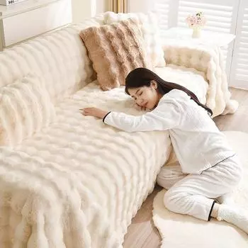 Пушистая подушка для дивана с защитой от кошачьих царапин, зимняя плюшевая Нескользящая крышка для дивана, новый чехол для дивана, тканевое полотенце 180*130cm