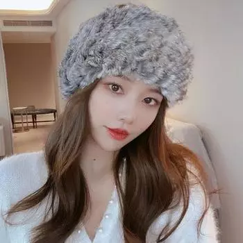 Пушистая повязка для волос, женская зимняя теплая эластичная шапка из искусственного кроличьего меха, пустая купольная веревка для волос, парикмахерская шапка коричневый