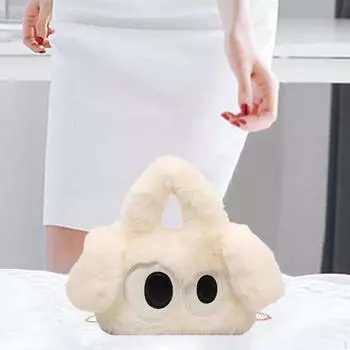 Пушистая сумка-тоут, очаровательная, большая вместимость, удобная, с верхней ручкой, подарок на праздник белый