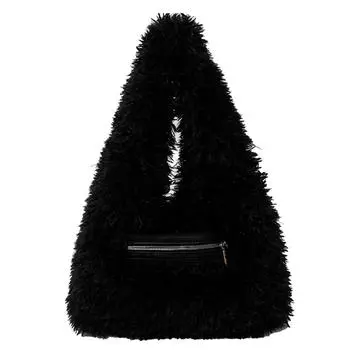 Пушистая сумка-тоут с застежкой-молнией и плюшевой сумкой-кошельком для женщин на осень-зиму бежевый