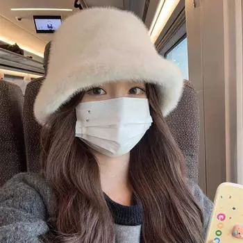 Пушистая теплая толстая плюшевая панама для женщин из меха кролика, теплая зимняя шапка из искусственного меха для девочек, модная меховая панама для рыбалки