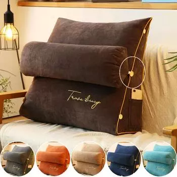 Пушистая треугольная подушка для чтения, подушка для талии, спинка для облегчения боли, подушка для талии, подушка для дивана, кровати, стула, прикроватная подушка, спинка 45x45x20cm оранжевый