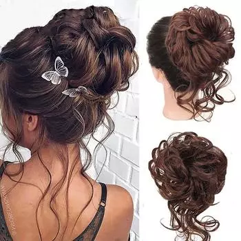 Пушистое кольцо для волос, парик, синтетические волосы, пучок, шиньон, грязная вьющаяся лента для волос, эластичная резинка для волос, накладные волосы для женщин, заколки для волос