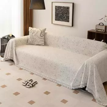 Пушистое кремовое полотенце для дивана с кисточками, тяжелое теплое одеяло, чехол для дивана на все времена, универсальное многоразовое использование 180x90cm светло-серый